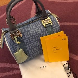 Fendi vernice patent leather baby blue handbag